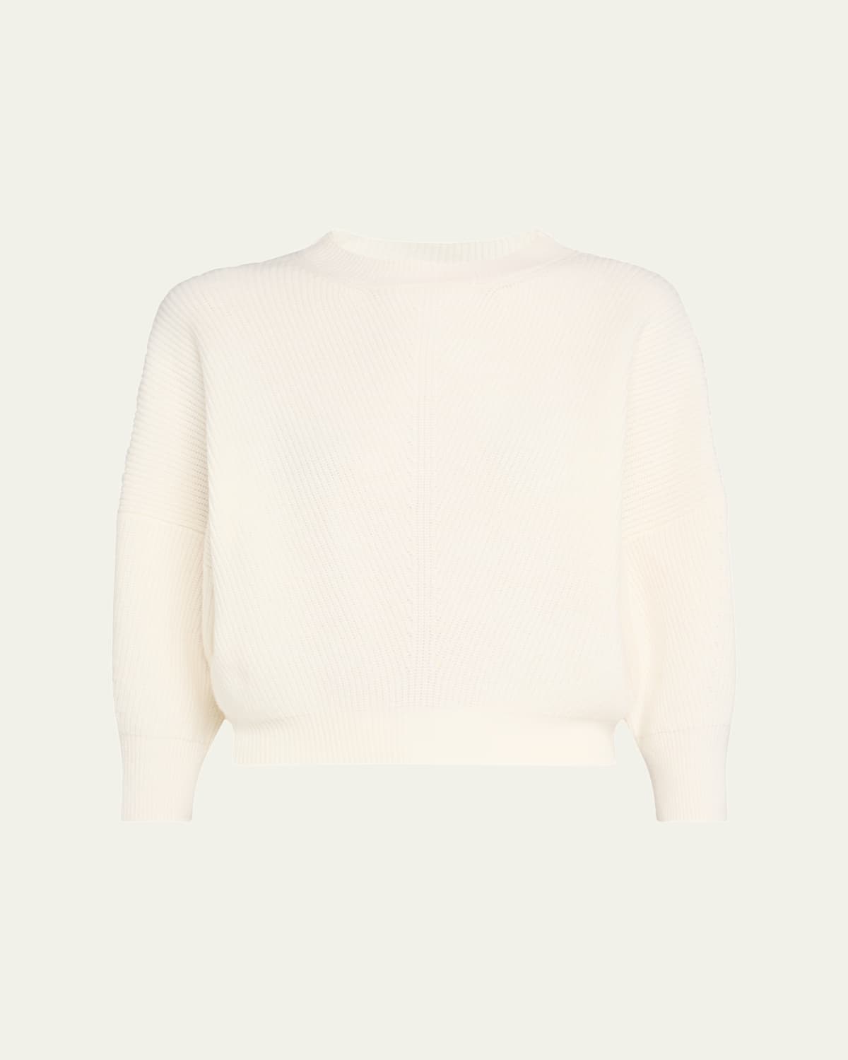 SaSuPhi English Ribbed Three-Quarter Sleeve Wool Cashmere Sweater