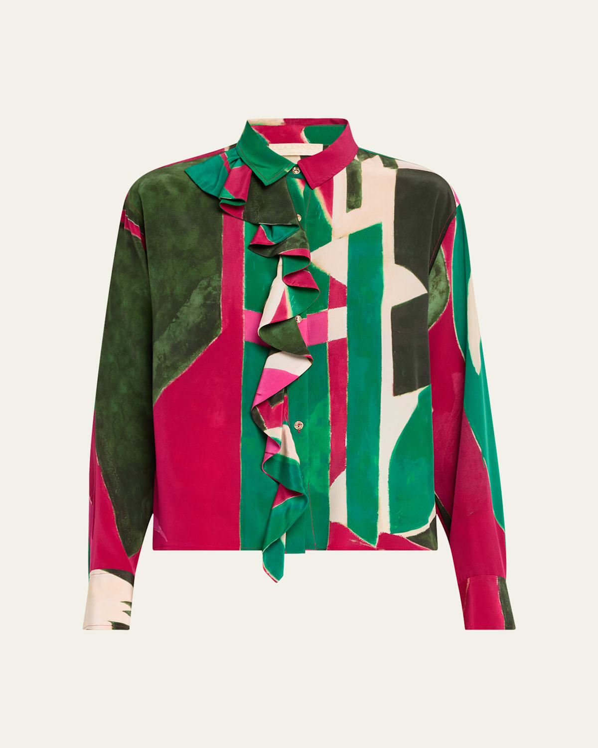 Ulla Johnson Uj X Lee Krasner Study Abstract Ruffle Blouse In Palingenesis