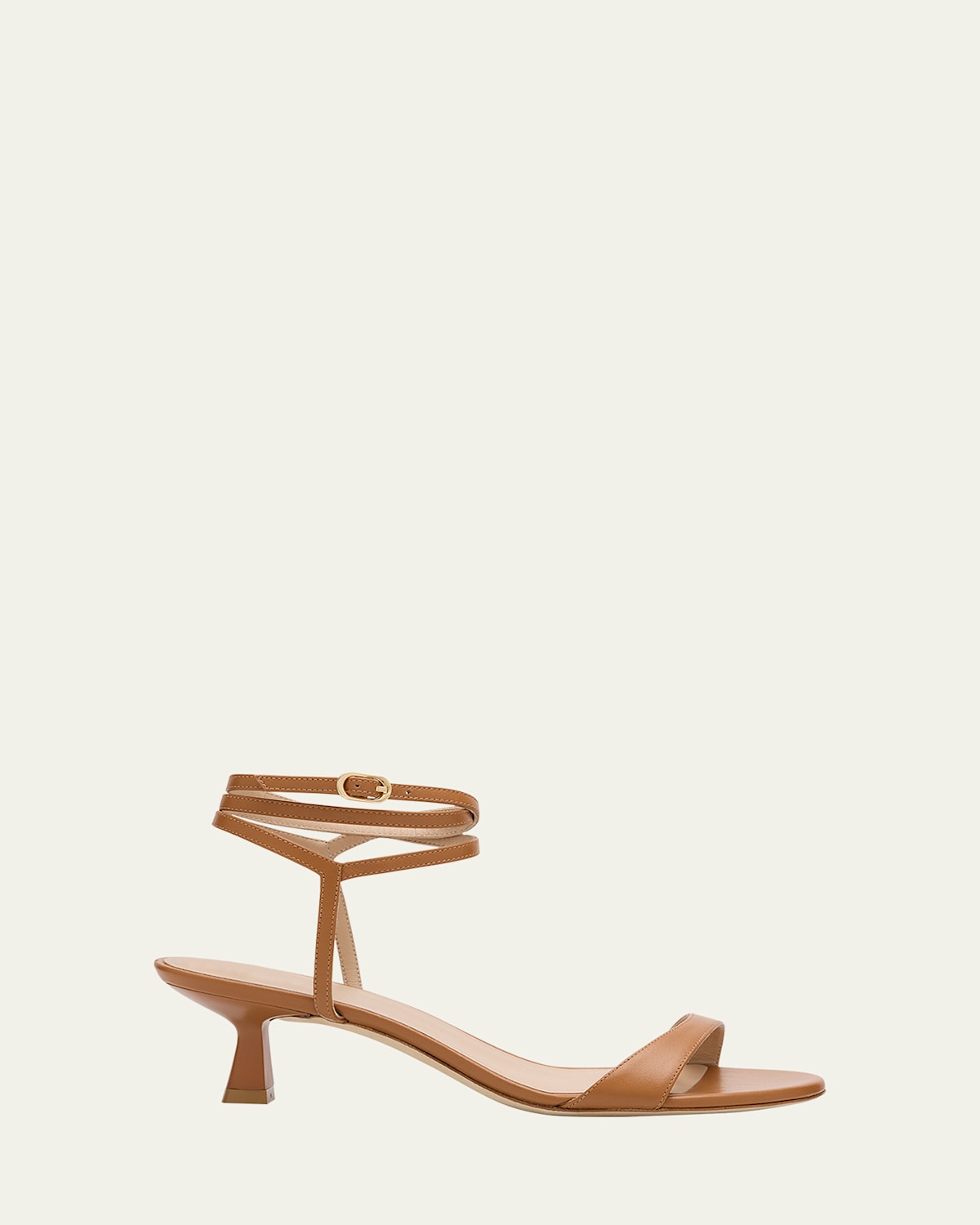 Stuart Weitzman Nudist Leather Ankle-wrap Sandals In Cream
