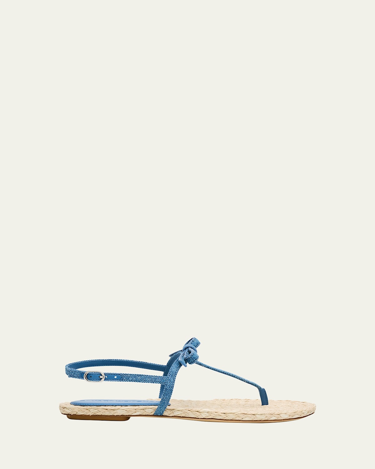STUART WEITZMAN FELICITY DENIM BOW T-STRAP SANDALS 