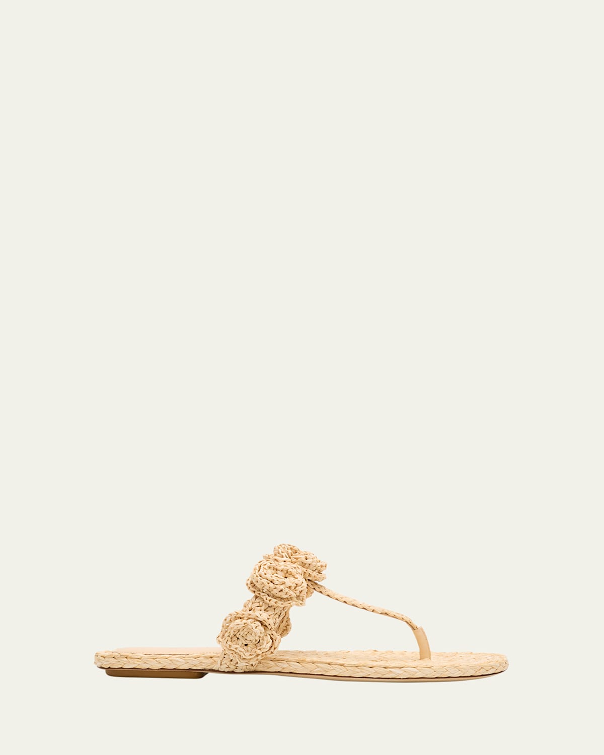 Stuart Weitzman Floral Braided Open Toe Flat Sandals In Natural