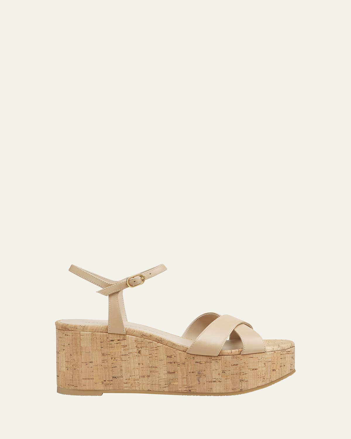 Stuart Weitzman Dayna Leather Crisscross Wedge Sandals