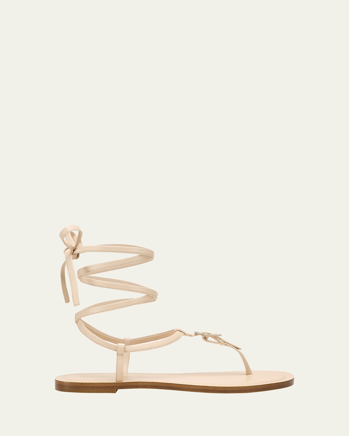 Stuart Weitzman Georgie Leather Ankle-wrap Flat Sandals