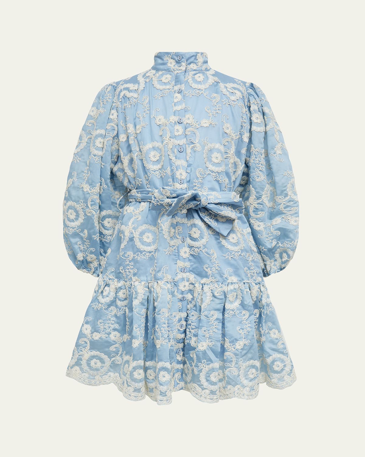 BARDOT JUNIOR GIRL'S MILA FLORAL-EMBROIDERED FLOUNCE MINI SHIRTDRESS 
