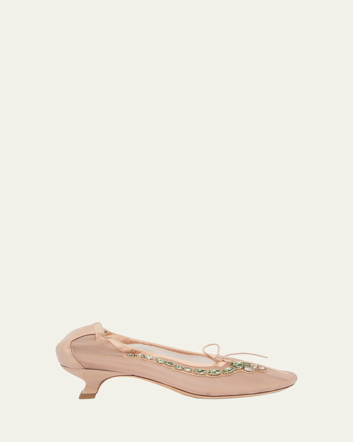 Flower Embellished Mesh Ballerina Kitten Flats