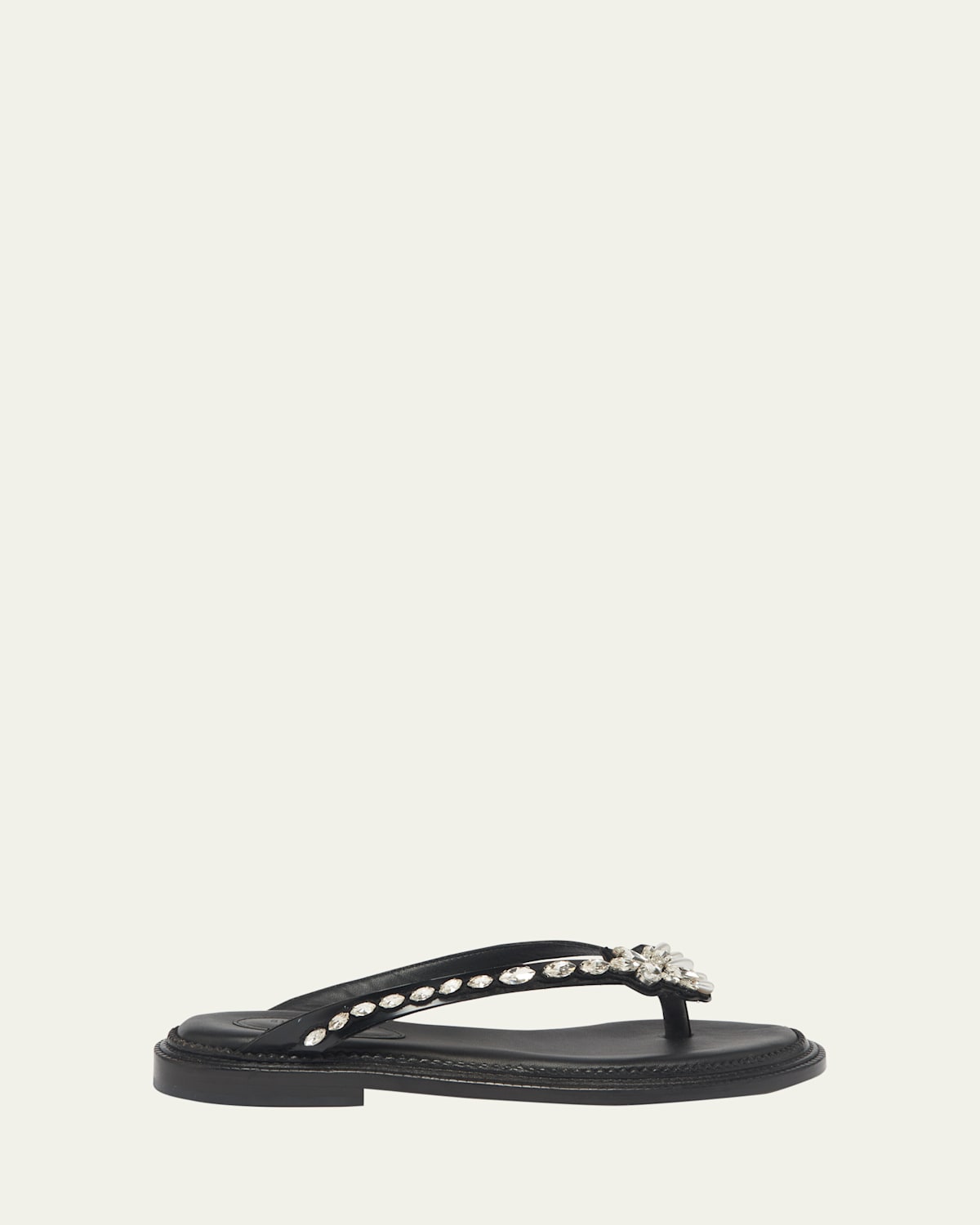 Flower Embellished Thong Flat Sandals