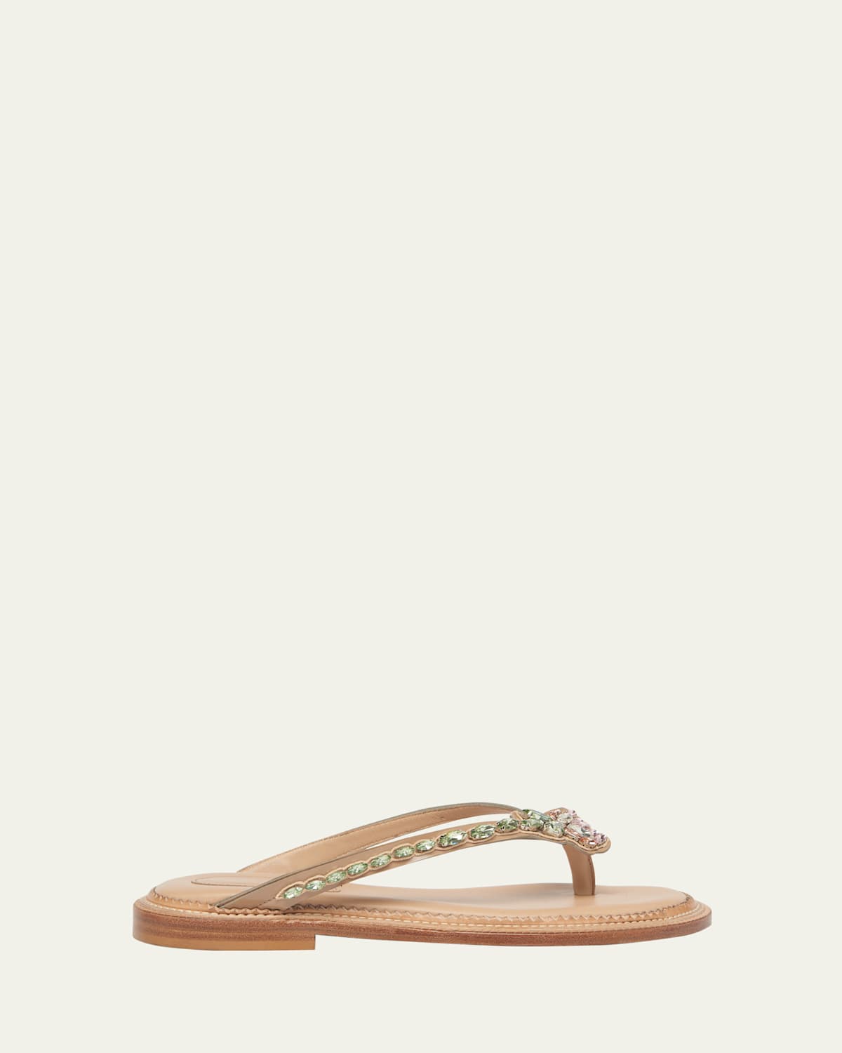 Flower Embellished Thong Flat Sandals