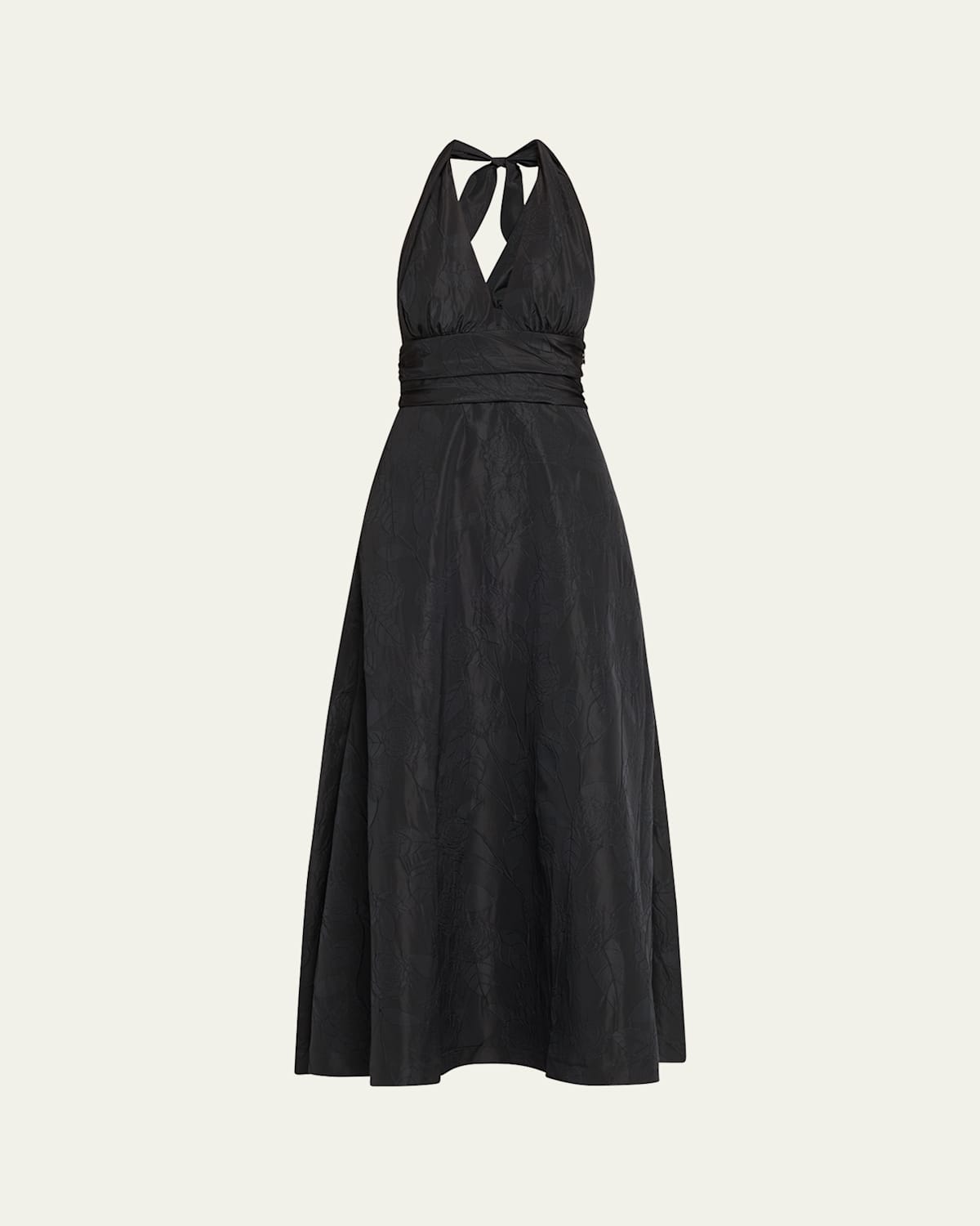 Shop Bernadette Marylin Camelia Embossed Cotton Midi Halter Dress