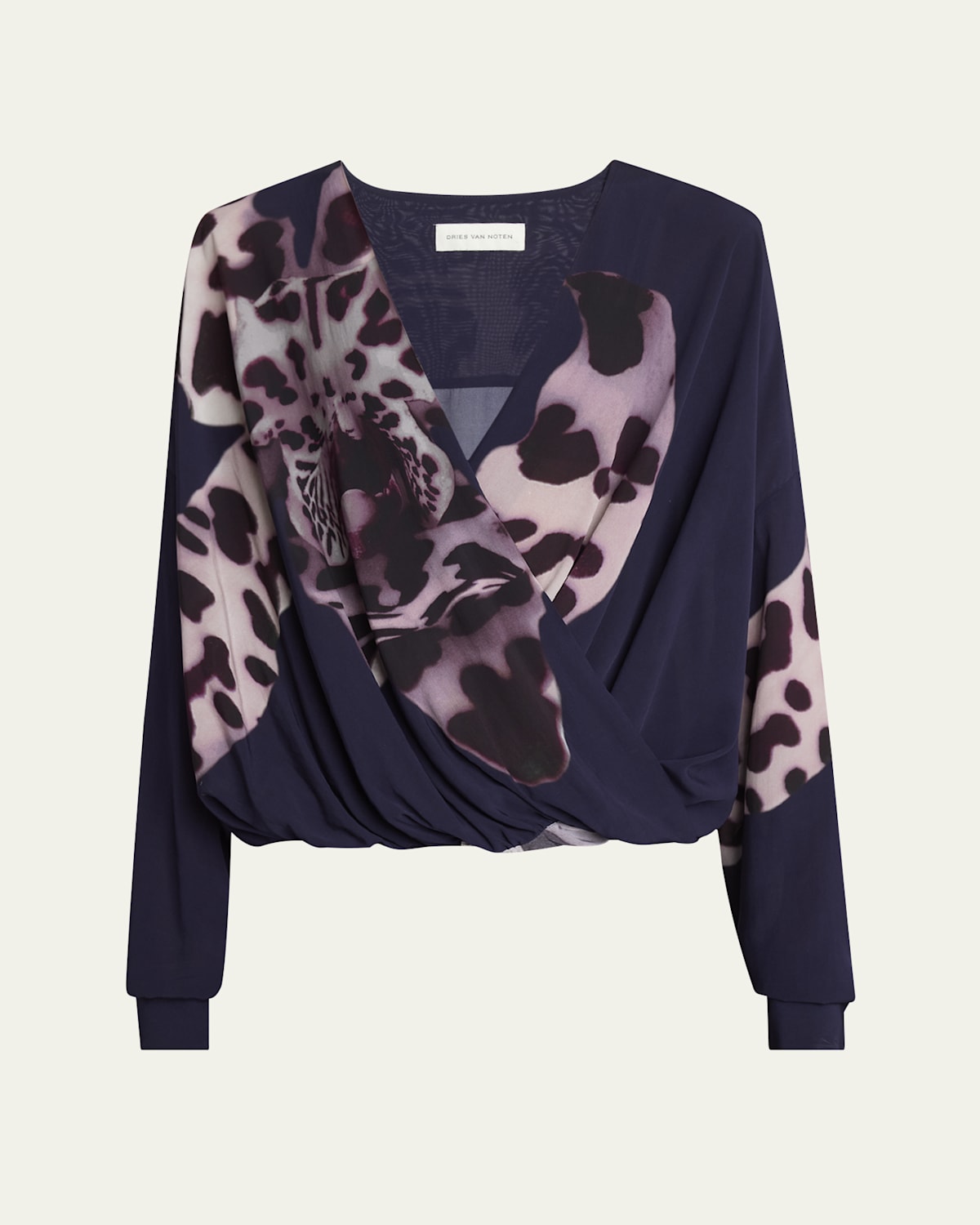 Dries Van Noten Camiel Draped Flower Print Blouse