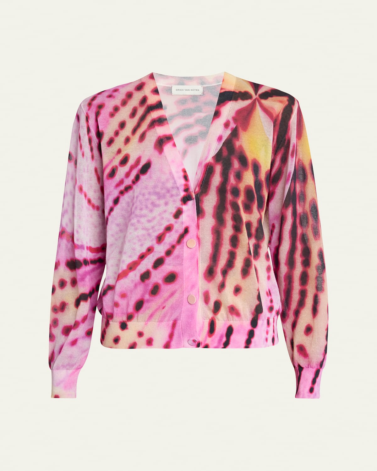 Talita Abstract-Print V-Neck Cardigan