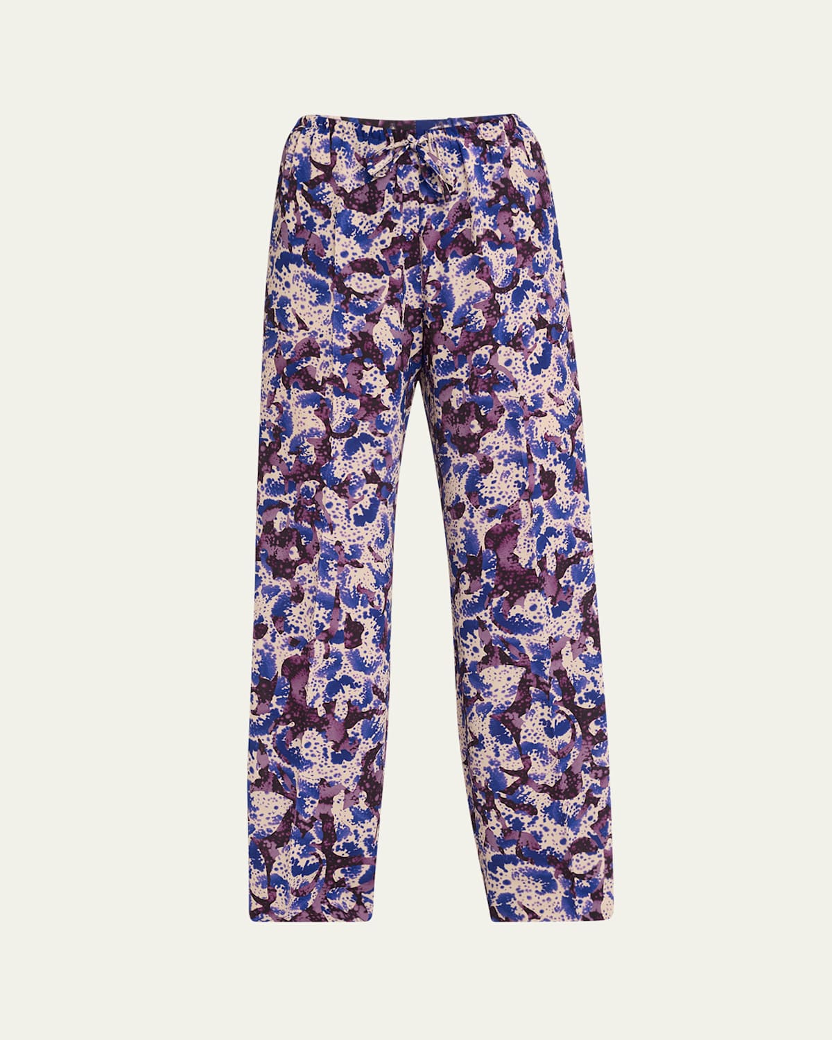 Dries Van Noten Puvis Printed Wide-leg Drawstring Pants In Blue