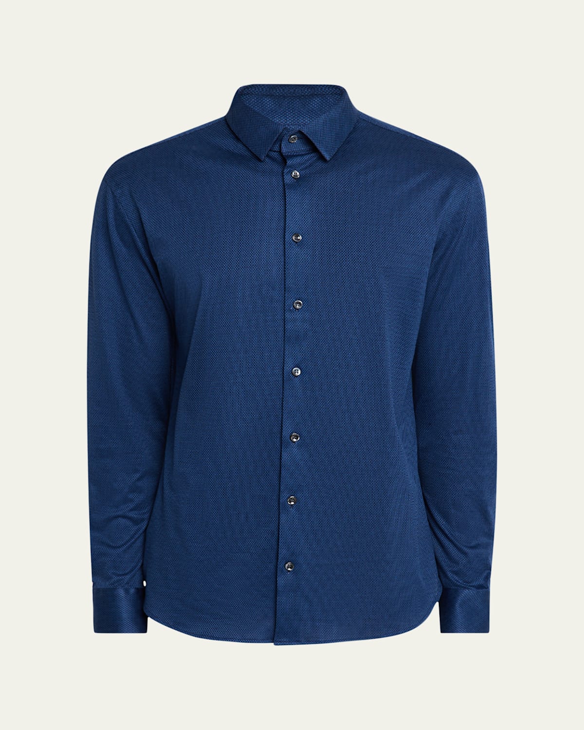 Giorgio Armani Men's Micro-structure Jersey Sport Shirt In Blue