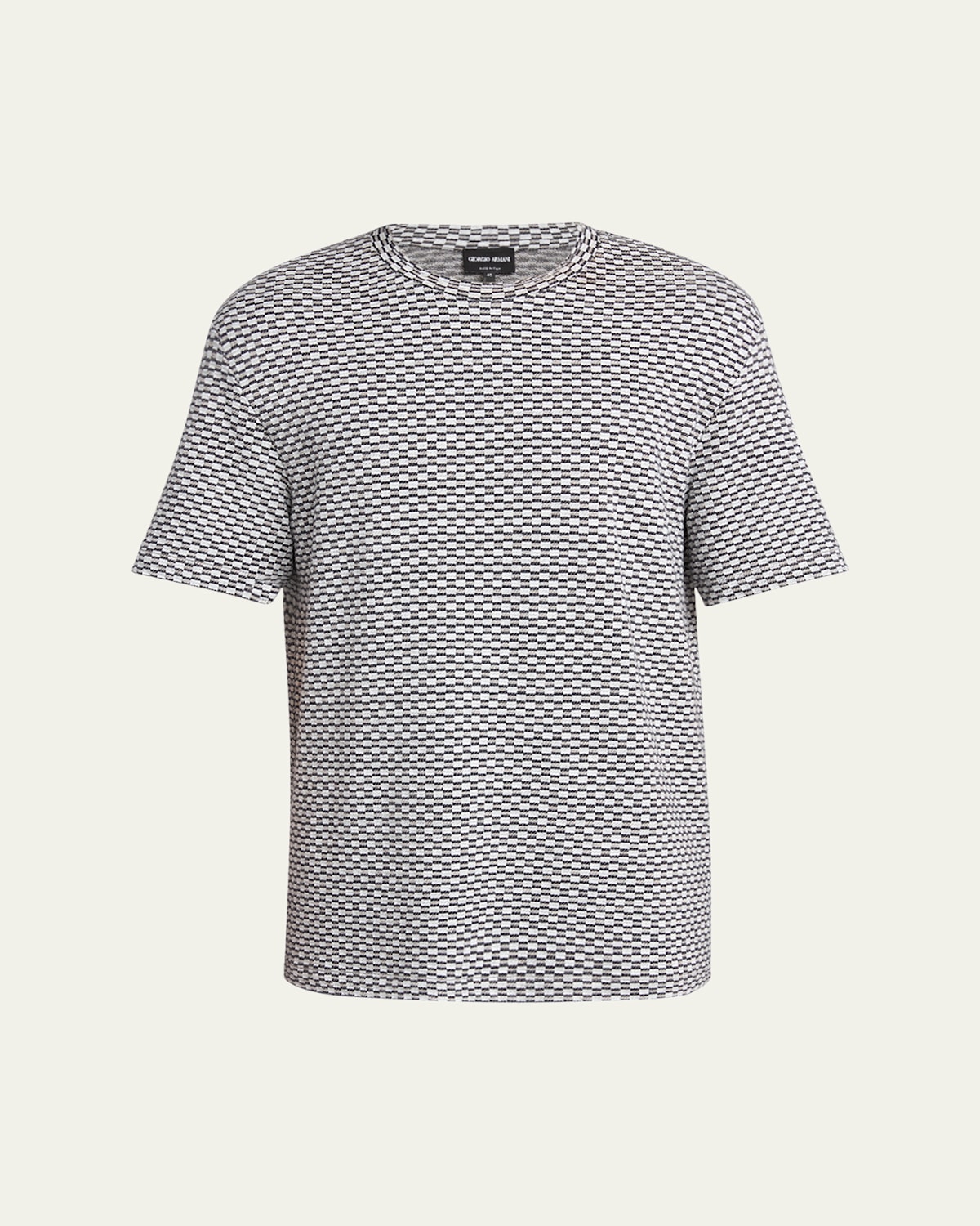 Giorgio Armani Viscose Jacquard Jersey Crew-neck T-shirt In Black And White