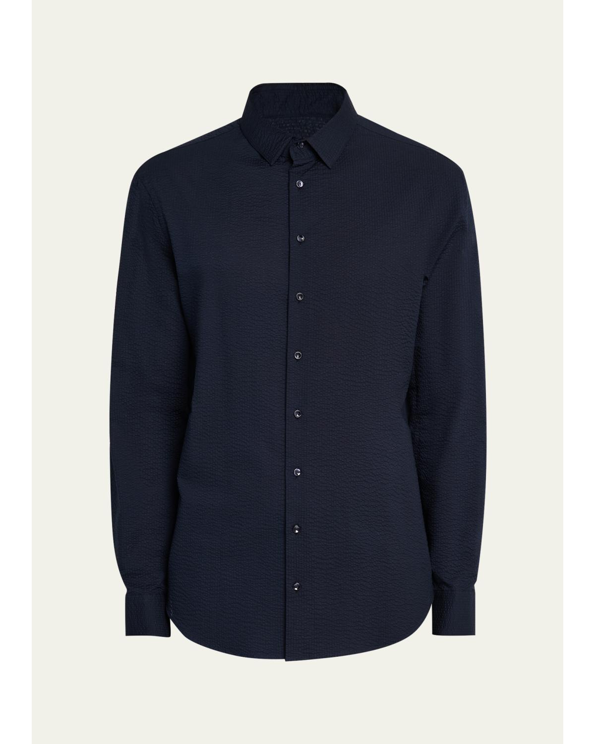 Men'S Solid Seersucker Sport Shirt