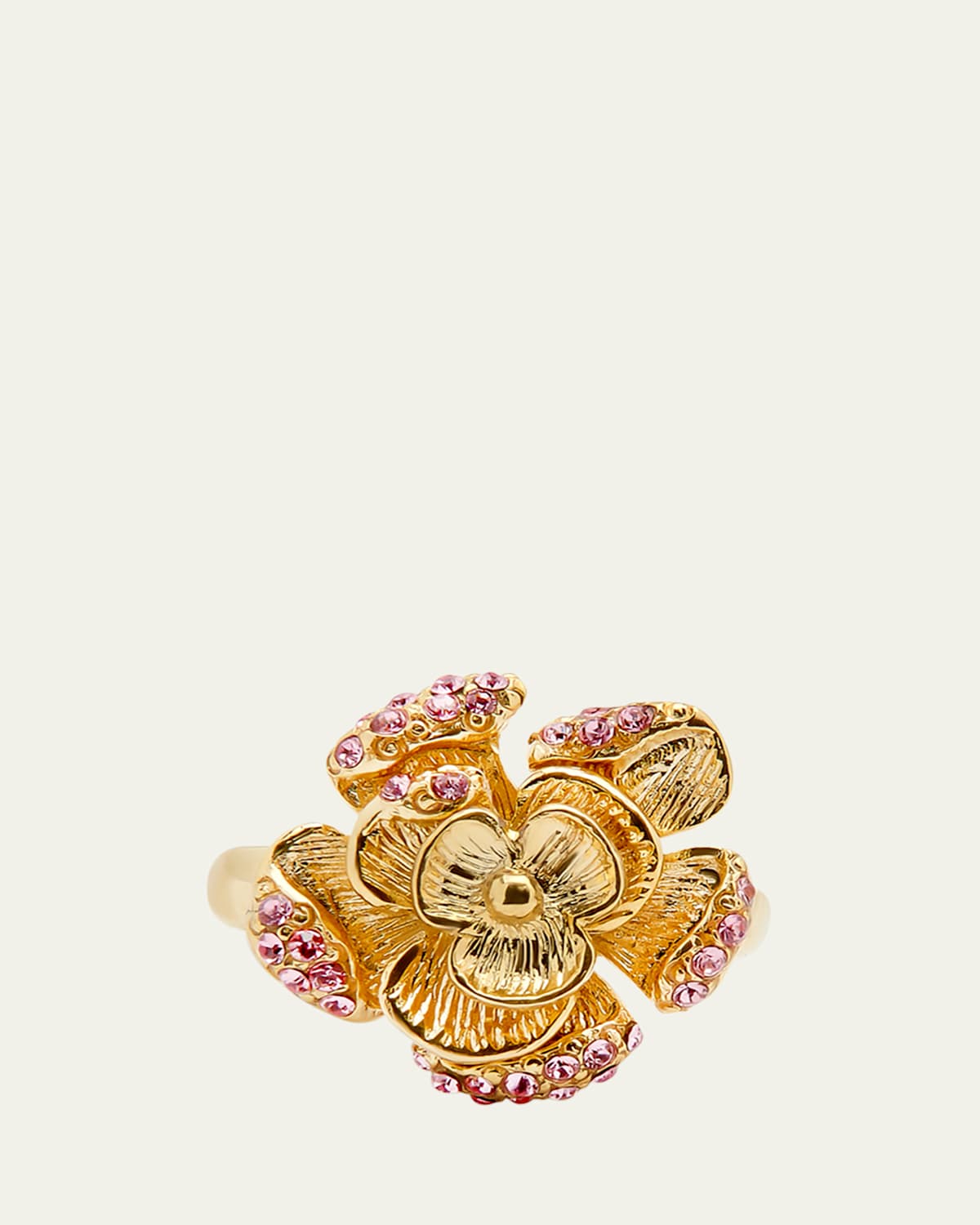 Rose Ring with Pave Crystals