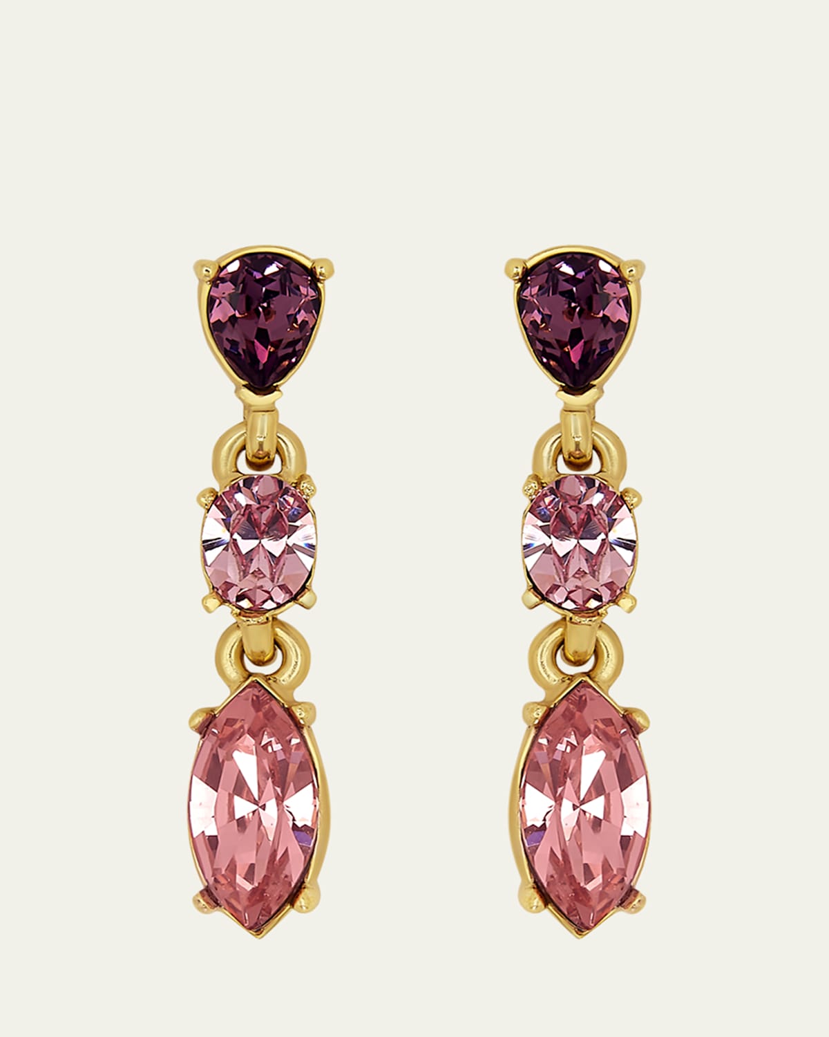 Oscar de la Renta Crystal Three-Drop Earrings