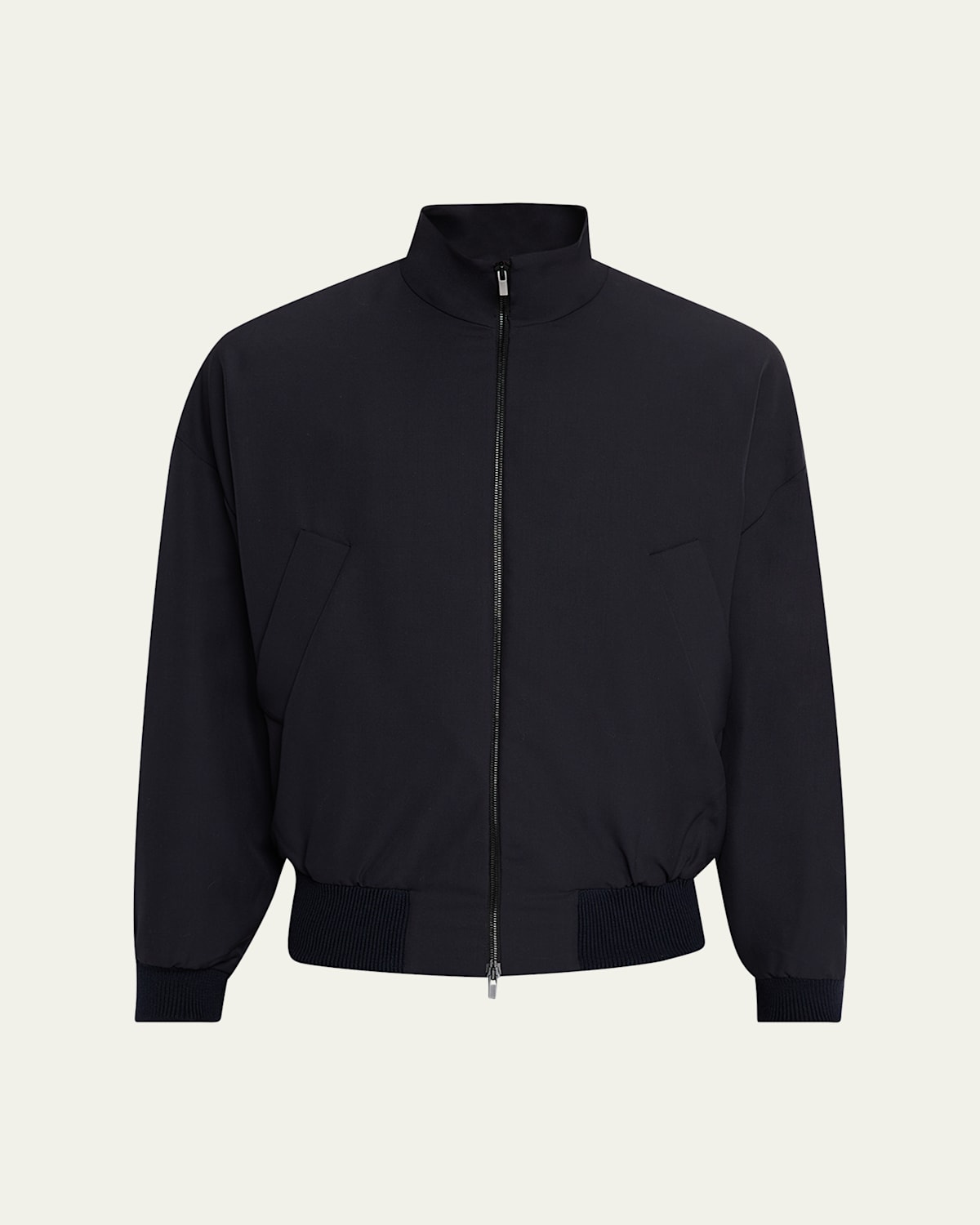 Fear Of God Oversized Cotton-blend Jersey Half-zip Sweatshirt In Navy