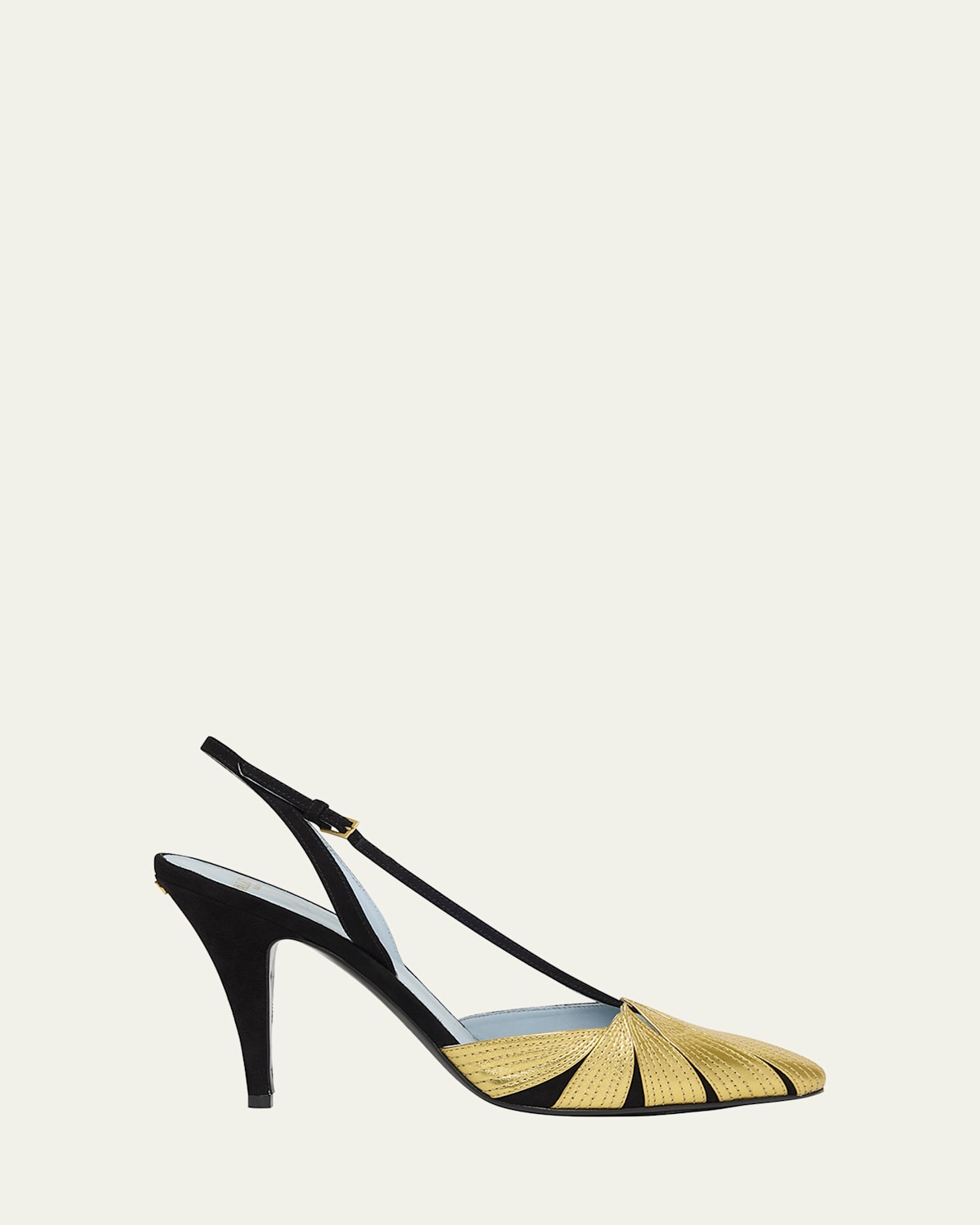 Shop Valentino Foliage Slingback Pumps In Nero/old Gold