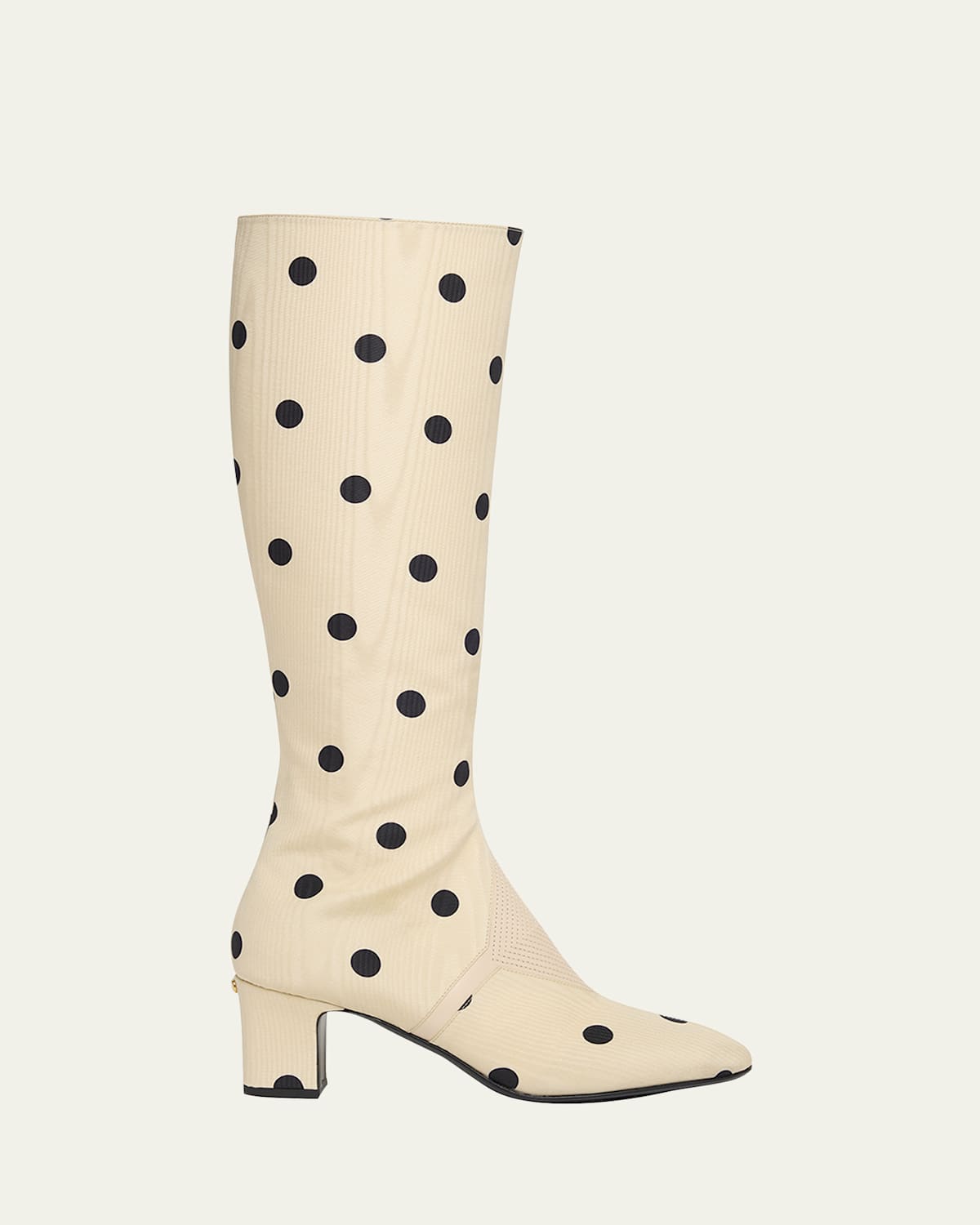 Shop Valentino Equivoque Tall Polka Dot Boots In Burro-nero/crema