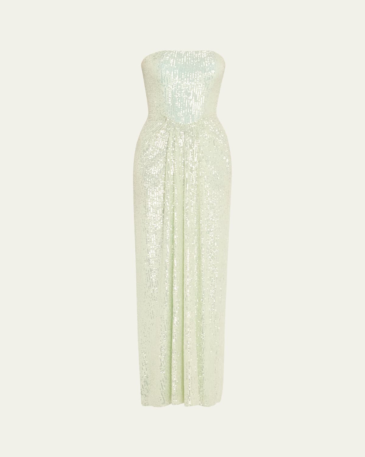 Sequined Long Strapless Stretch Gown