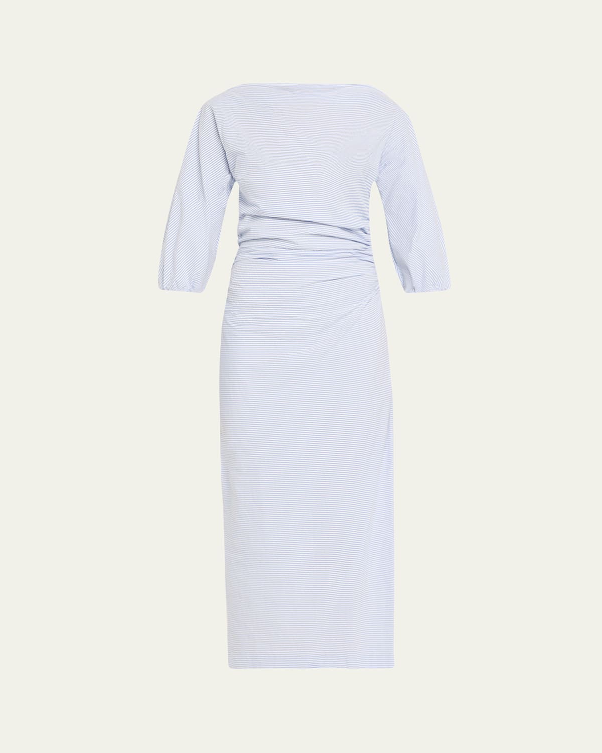Bernadette Striped Puff Sleeve Draped Dress