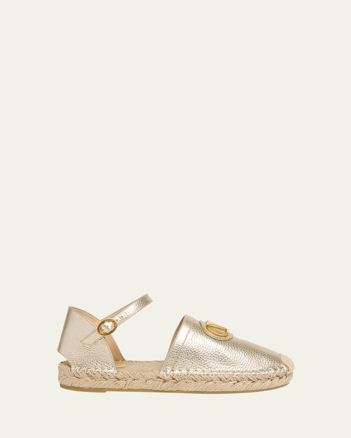 Valentino Garavani Vlogo Signature Ballerina In Laminated Grainy Calfskin 25mm Woman Platinum 42 In Platino