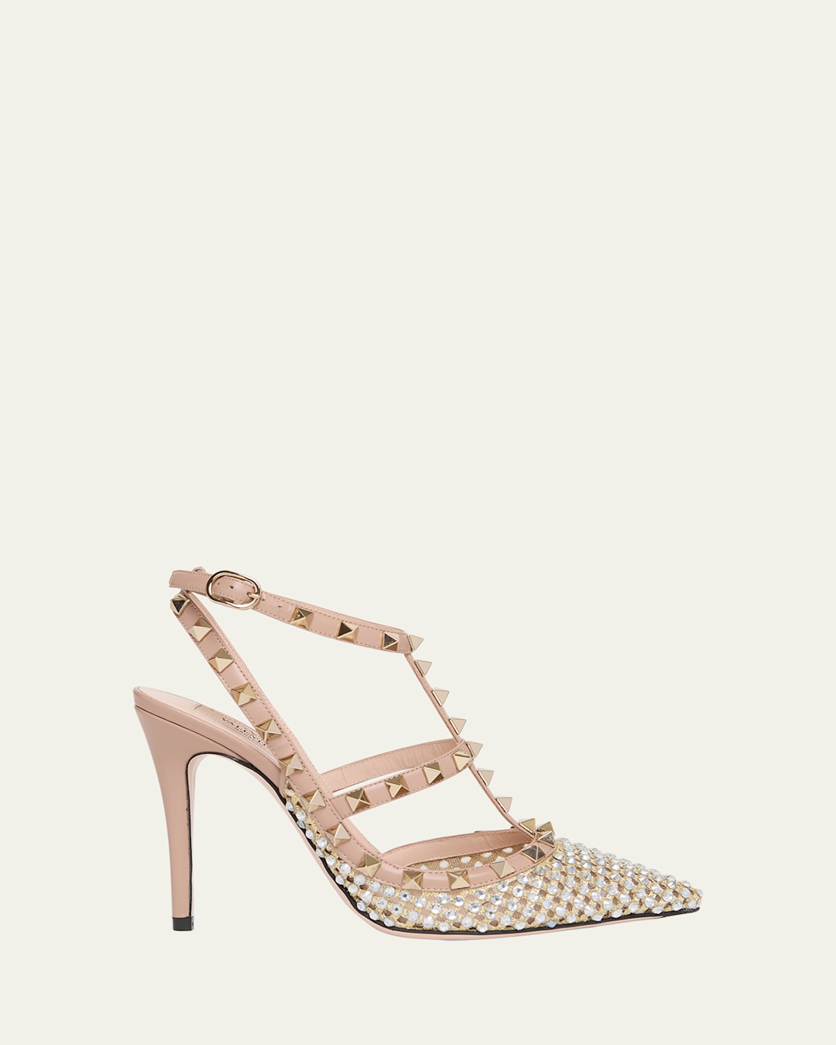Valentino Rockstud Strass Caged Pumps In Animal Print