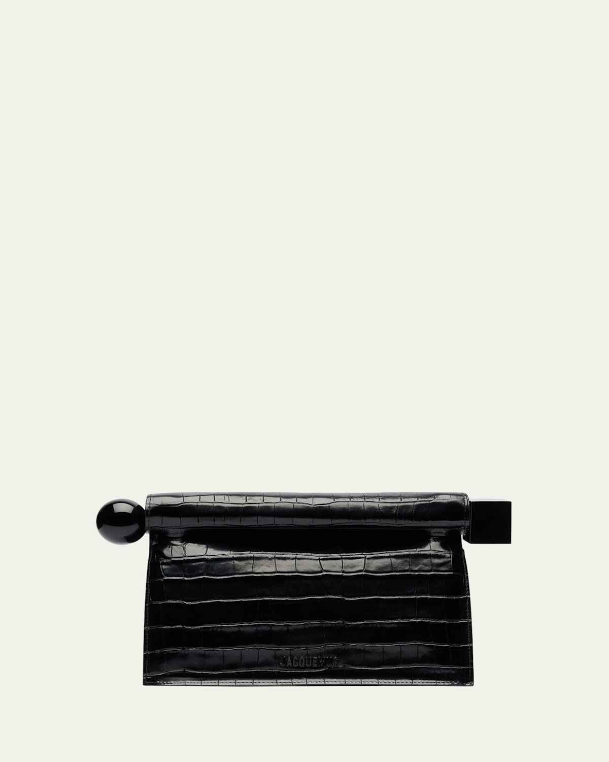 La Pochette Rond Croc-Embossed Clutch Bag