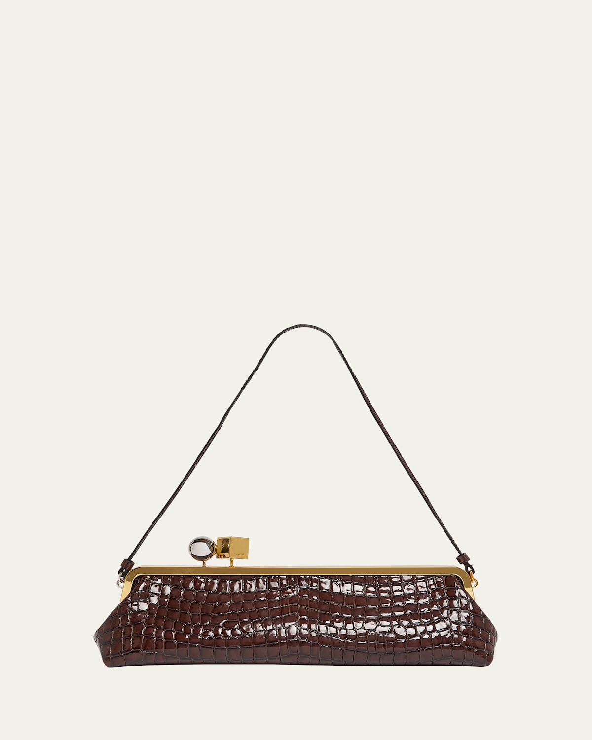 Jacquemus La Pochette Salon Patent Croc-embossed Shoulder Bag In La Pochette Salon