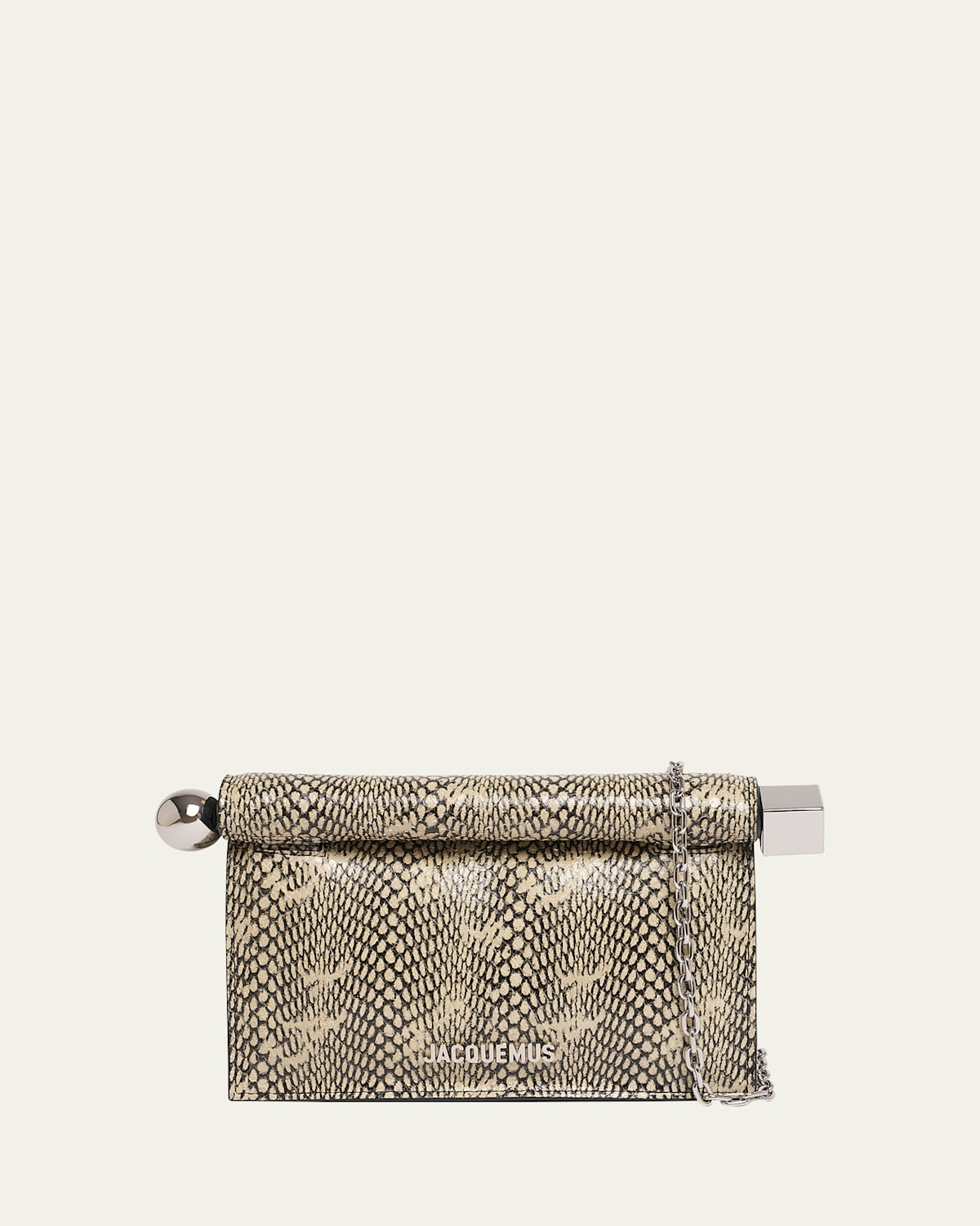 Jacquemus La Petit Pochette Rond Snakeskin-embossed Clutch Bag In La Petite Pochette Rond C