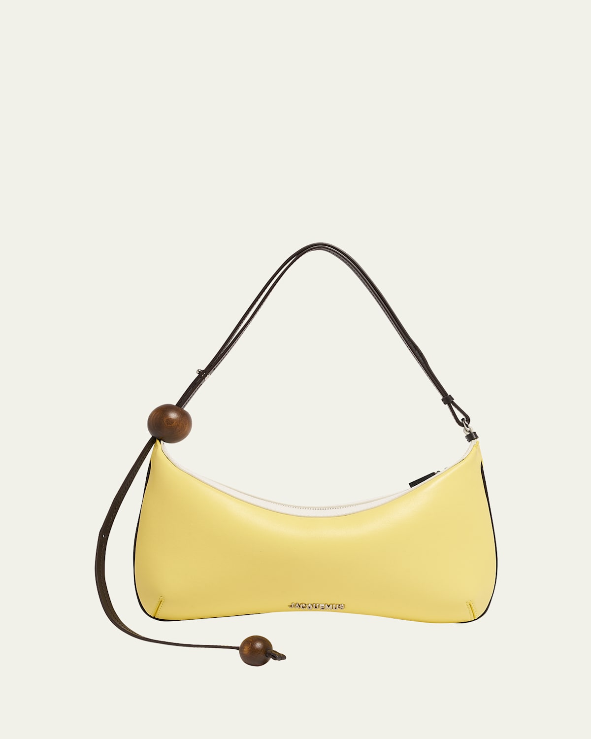 Jacquemus 'le Grand Bisou Perle' Yellow Shoulder Bag With Adjustable Shoulder Strap And Front Logo In Le Grand Bisou Perle