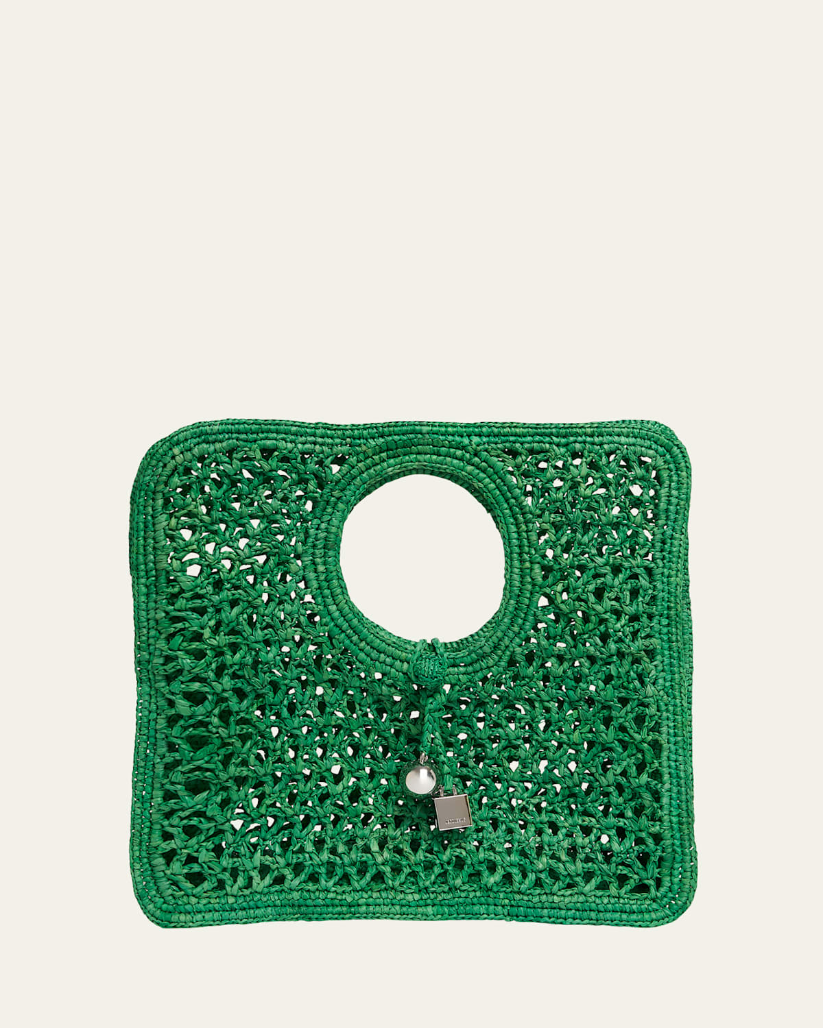 Jacquemus Le Petit Carre Spiaggia Raffia Tote Bag In Green