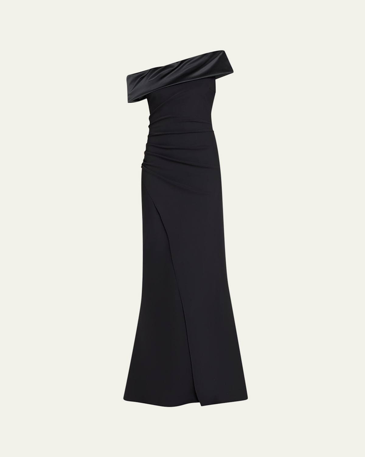 Chiara Boni La Petite Robe Koppany Ruched One-shoulder Jersey Trumpet Gown In Black