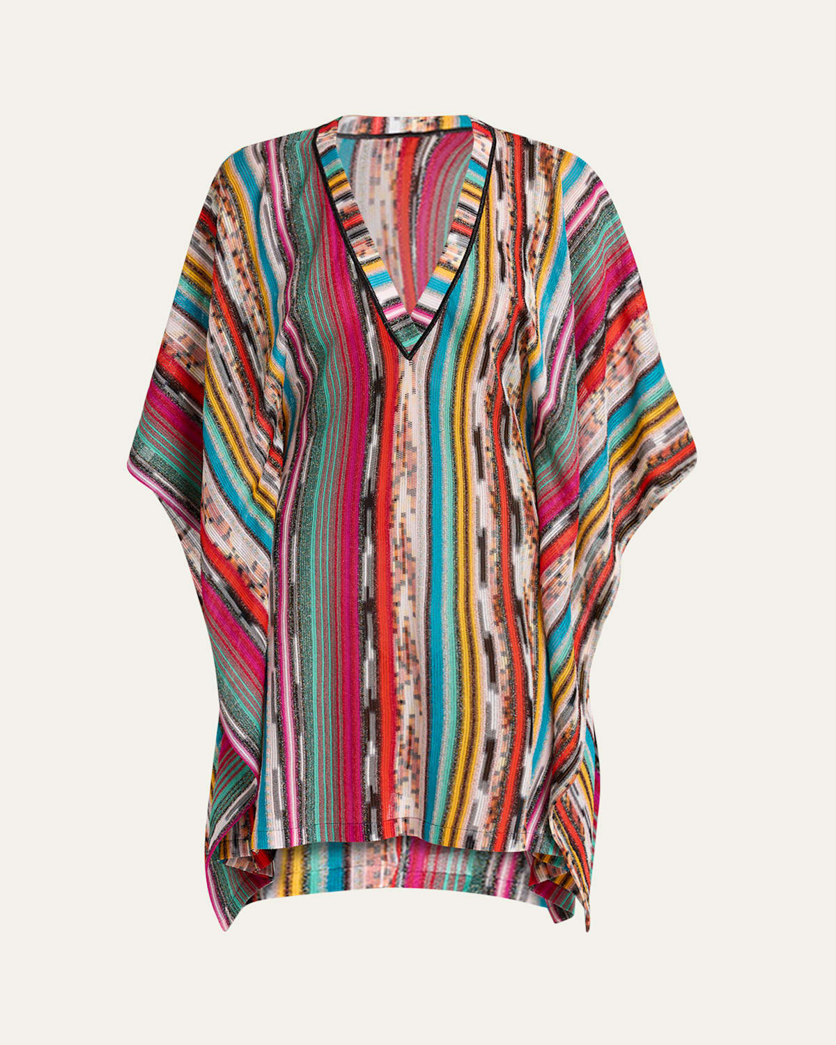 Shop Missoni V-neck Short Kaftan Coverup In Multi Dark