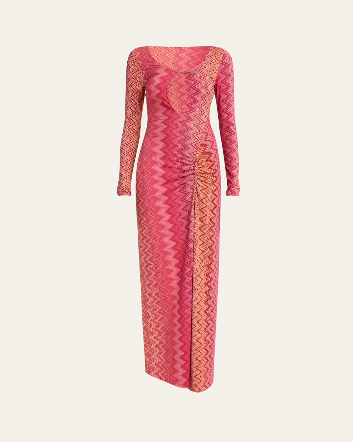 Missoni Chevron Cutout Maxi Dress Coverup In Cherry Chevron