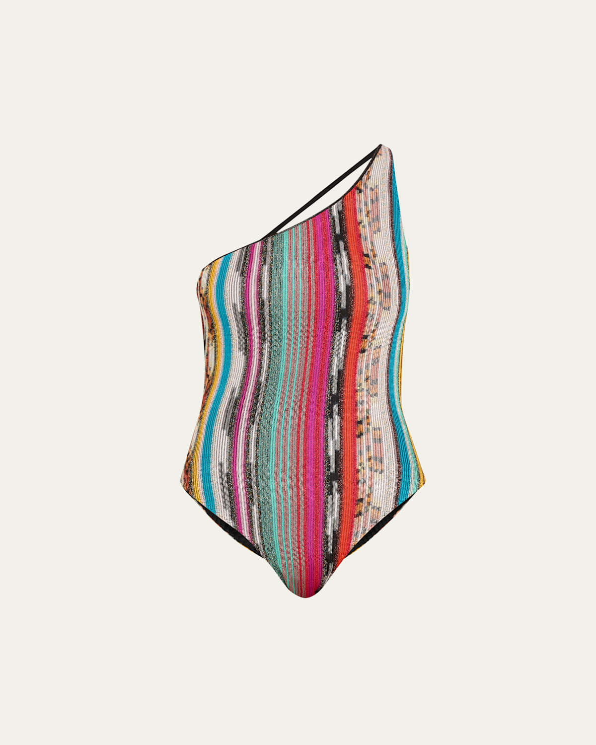 Missoni Metallic Asymmetric One-piece Swimsuit In Multi Dark