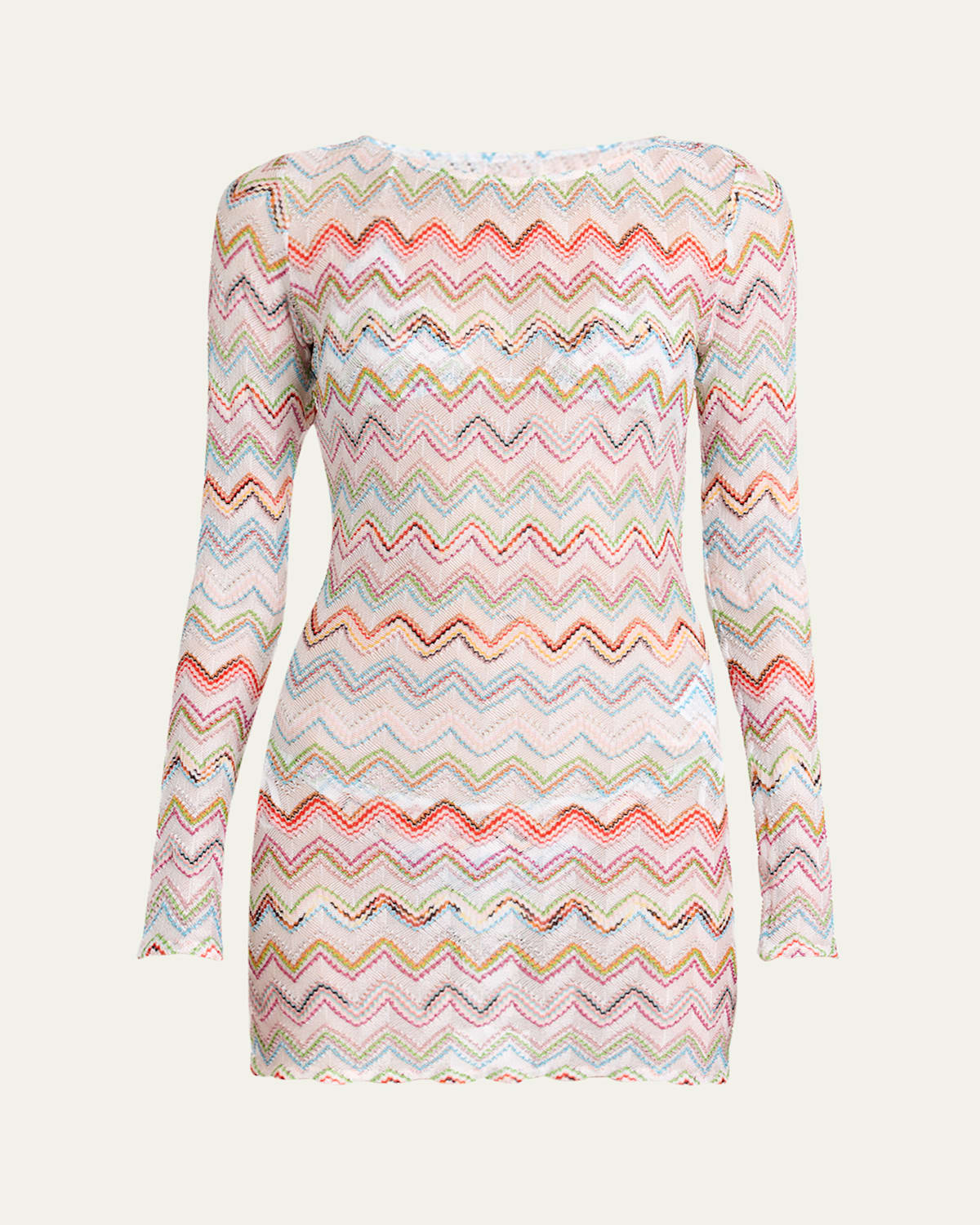 MISSONI SHEER CHEVRON MINI DRESS COVERUP 