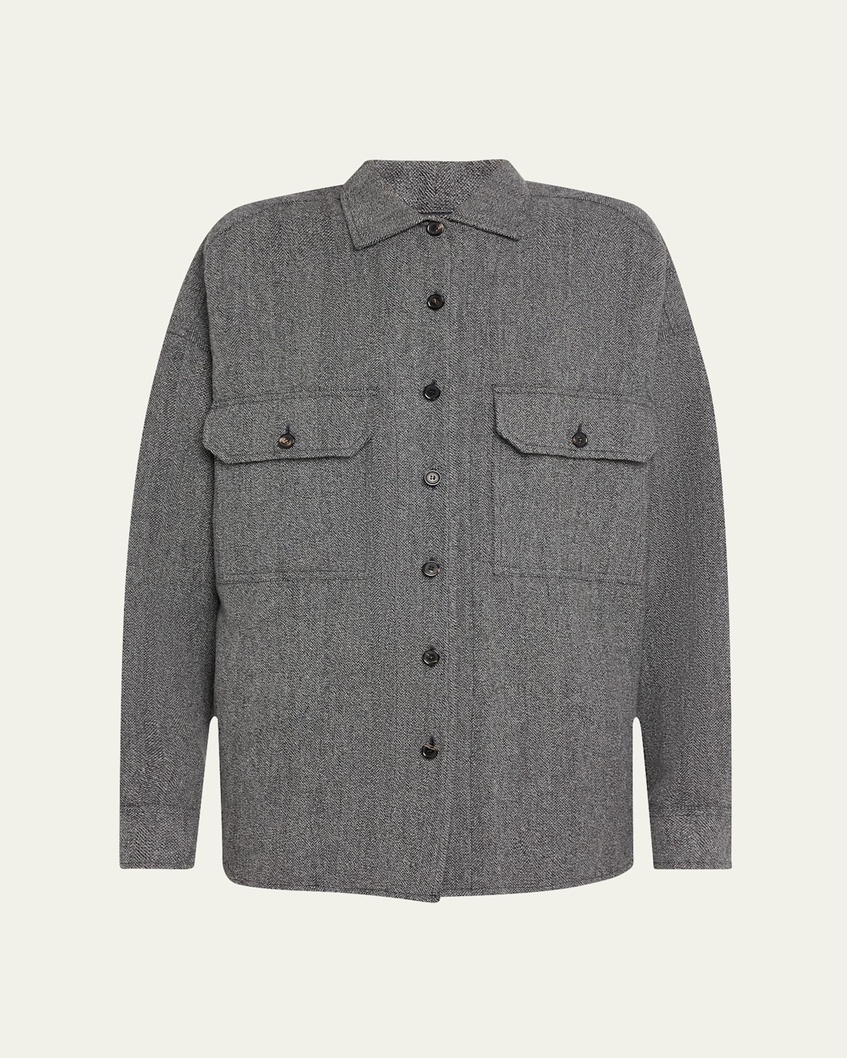 Loro Piana Darby Button Down Wool Cashmere Overshirt In Blue