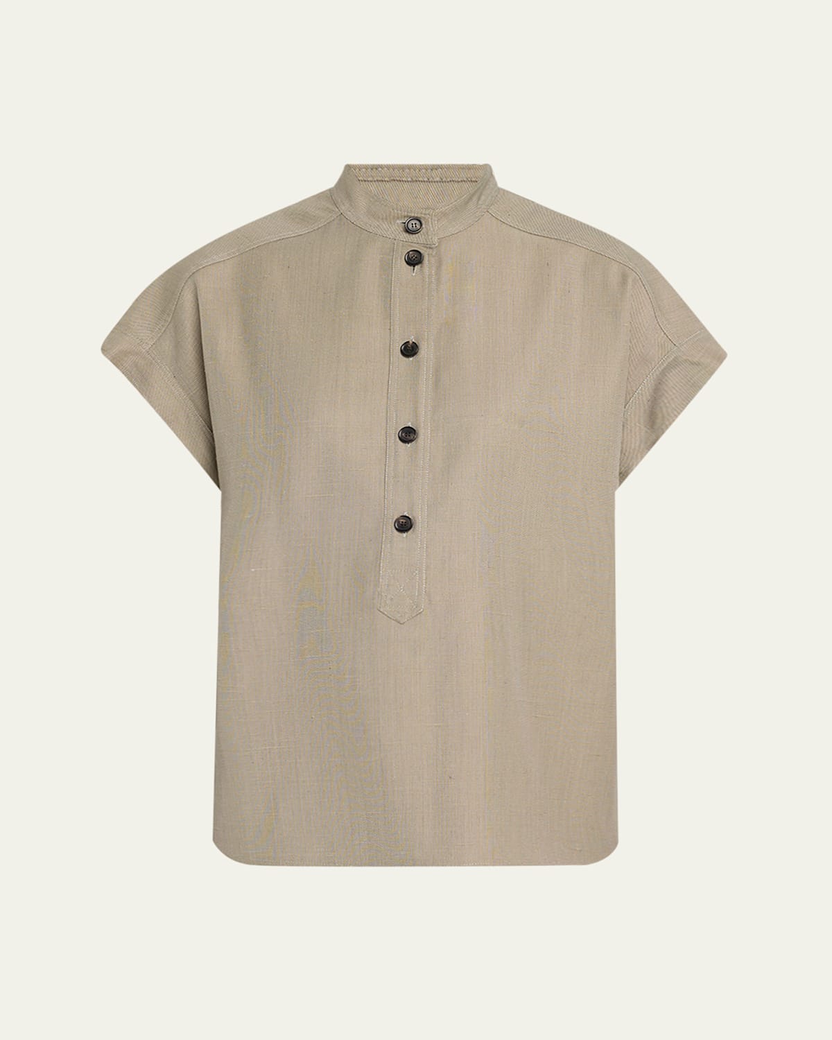 Loro Piana Elody Cap-sleeve Silk-wool Shirt In Aniseed