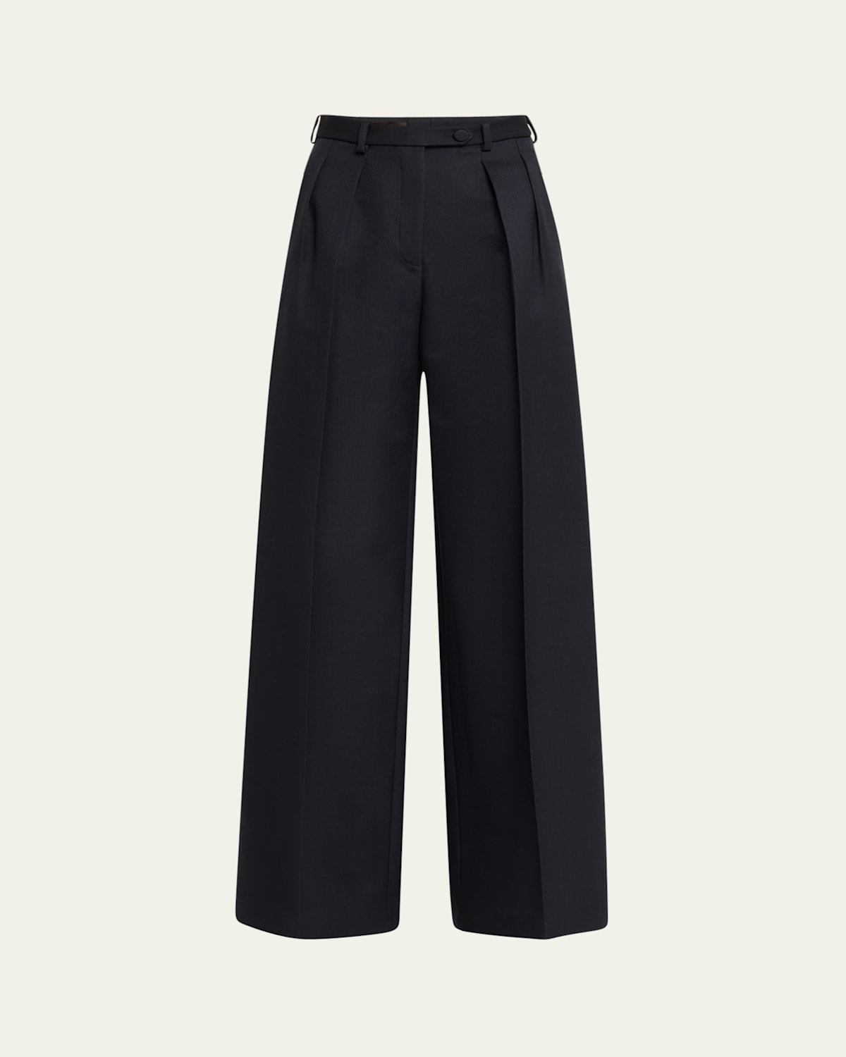 Loro Piana Devin Wide Leg Barathea Wool Trousers In W000 Blue Navy