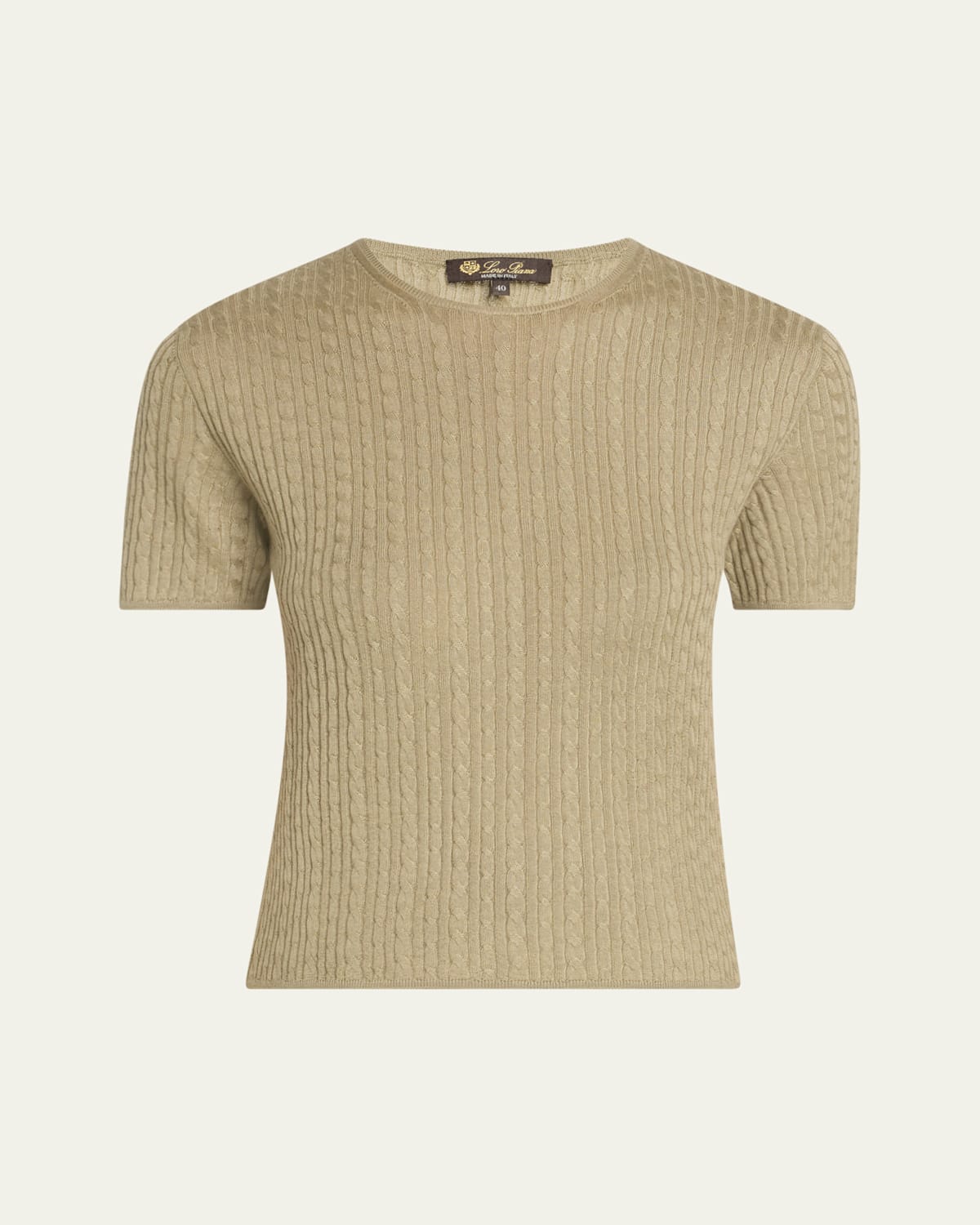 Loro Piana Rimella Cable-knit Crewneck Sweater In Dried Taragon