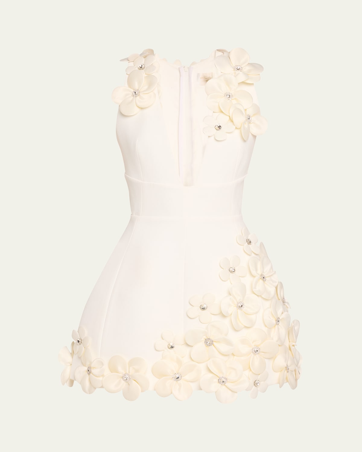 Estelle Deep V-Neck Floral Applique Mini Dress