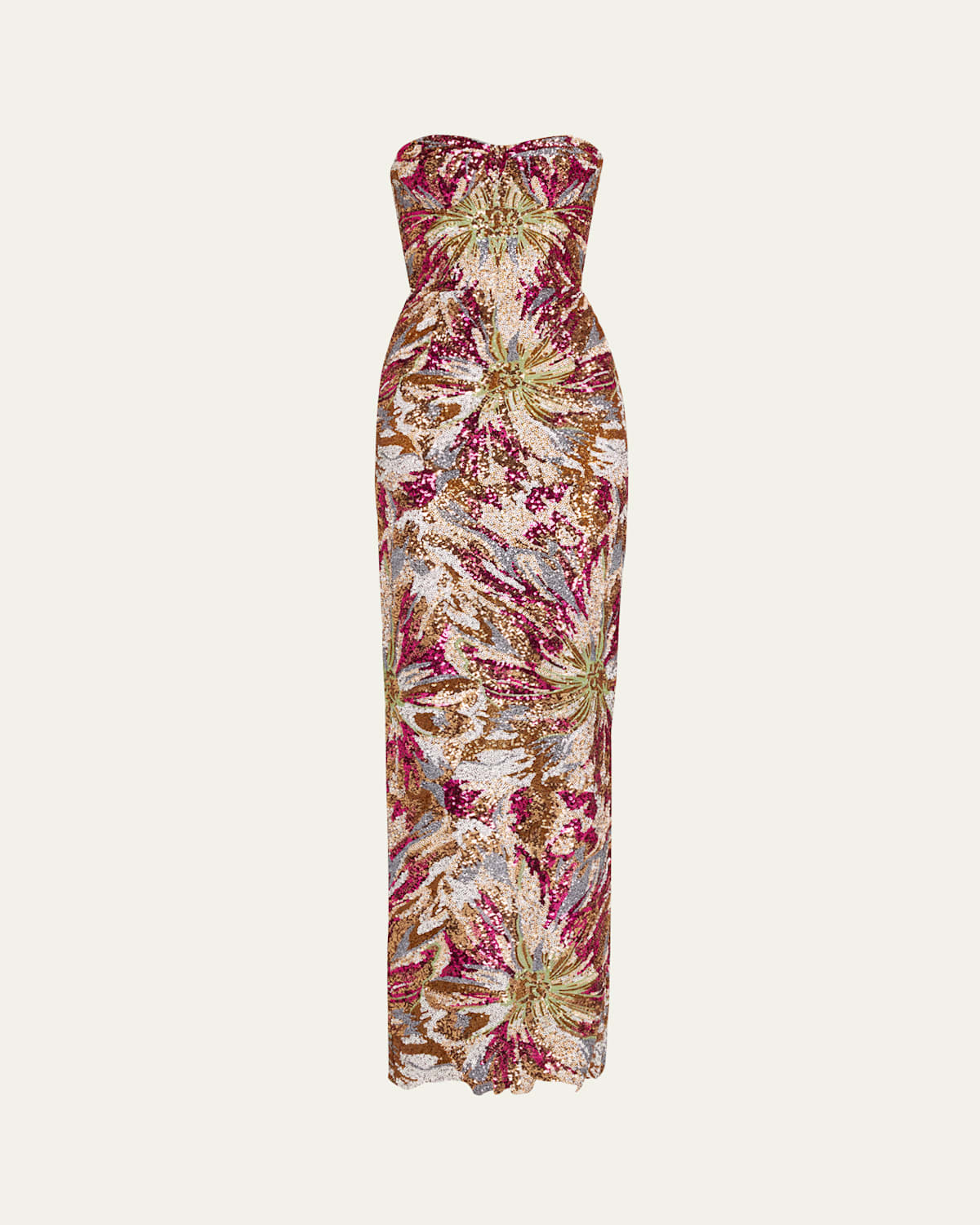 Dahlia Strapless Embroidered Sequin Gown