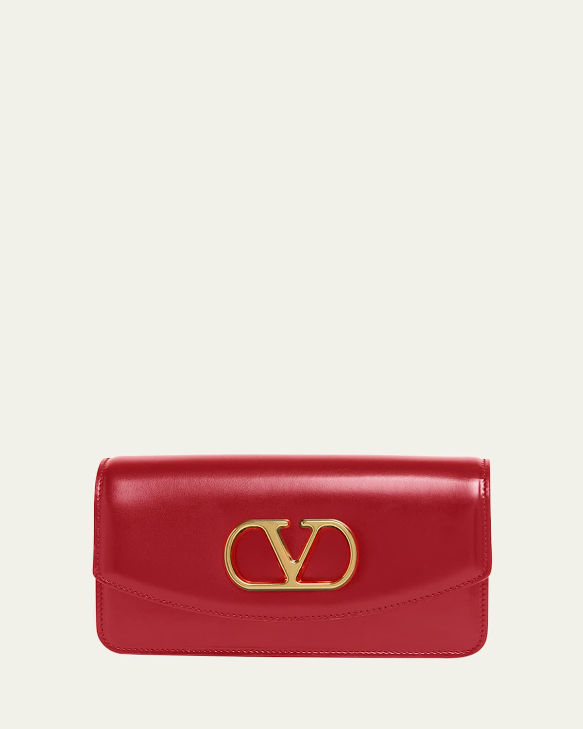 Valentino Garavani Vain Small Vlogo Leather Clutch Bag In Red