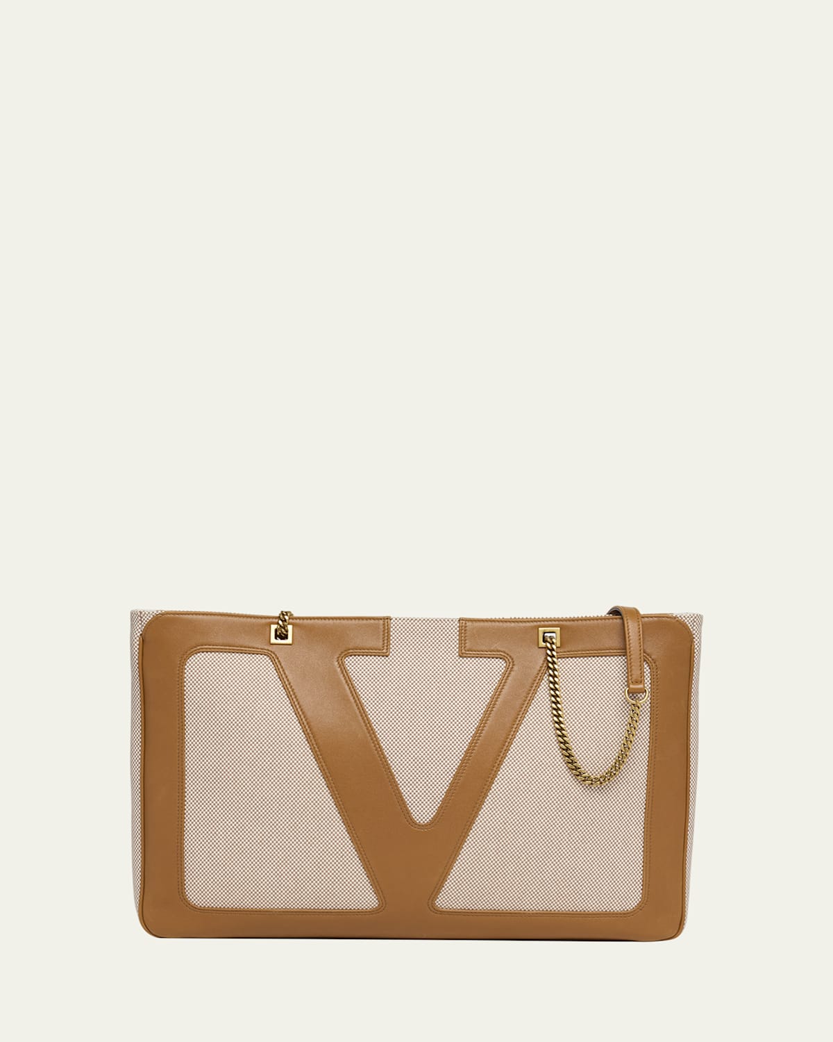 Shop Valentino Viva Superstar Large Vlogo Canvas Tote Bag In Tobacco Spice
