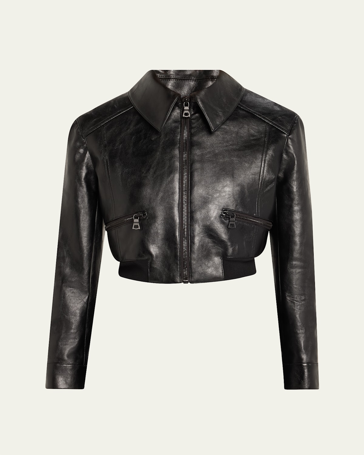 Shop Alice And Olivia Hyde Cropped Vegan Leather Jacket In Hyde Cropped Vgn Lthr Jacket
