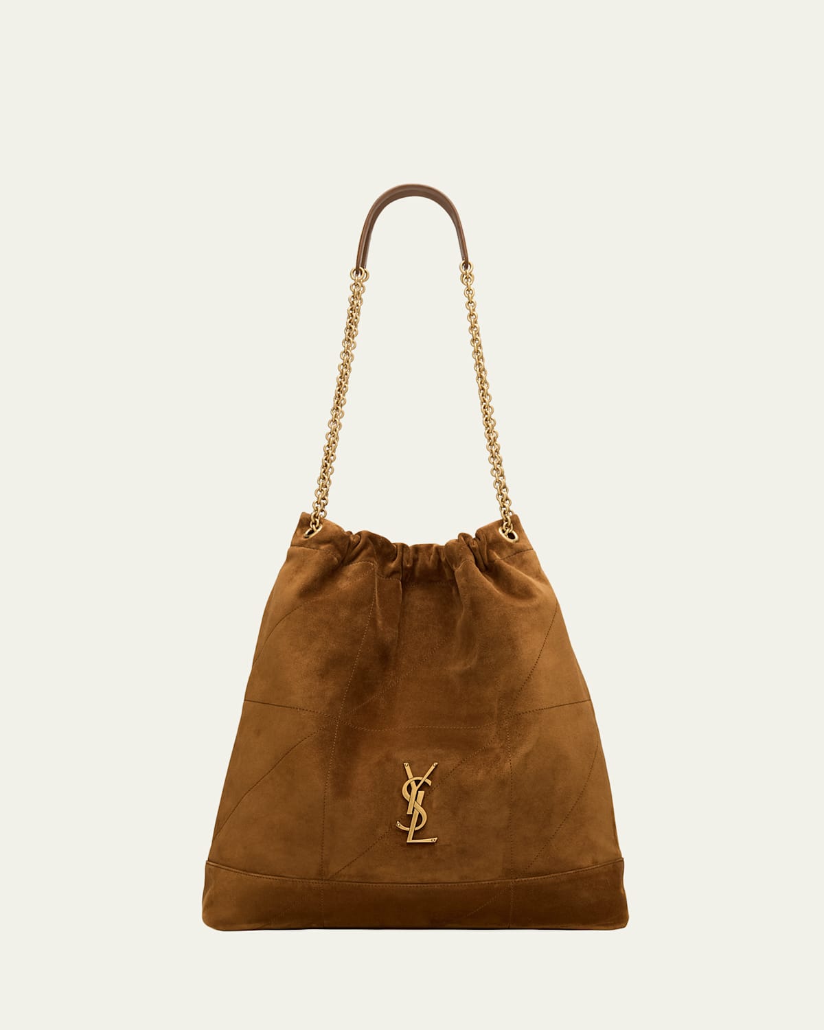 Saint Laurent Jamie Large Pochon Ysl Shoulder Bag In Quilted Suede