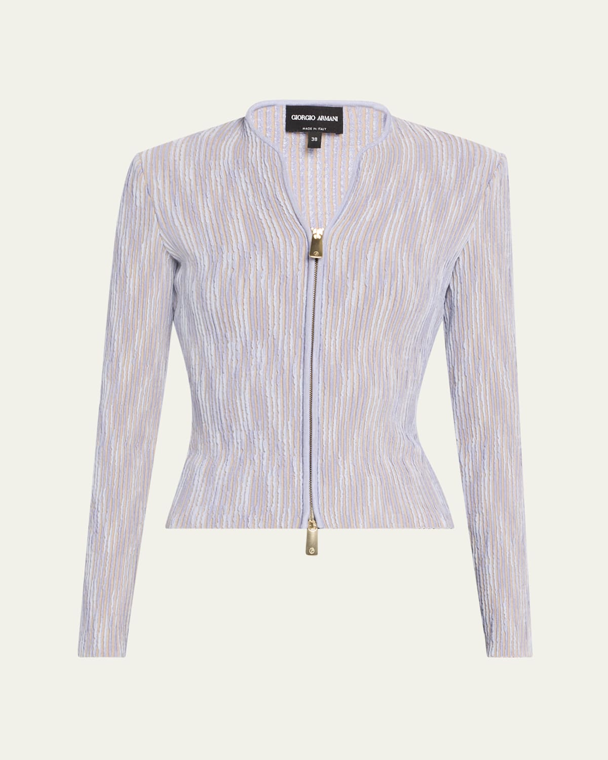 Giorgio Armani Small Ruffled Zip-up Jacket In Lt Purple