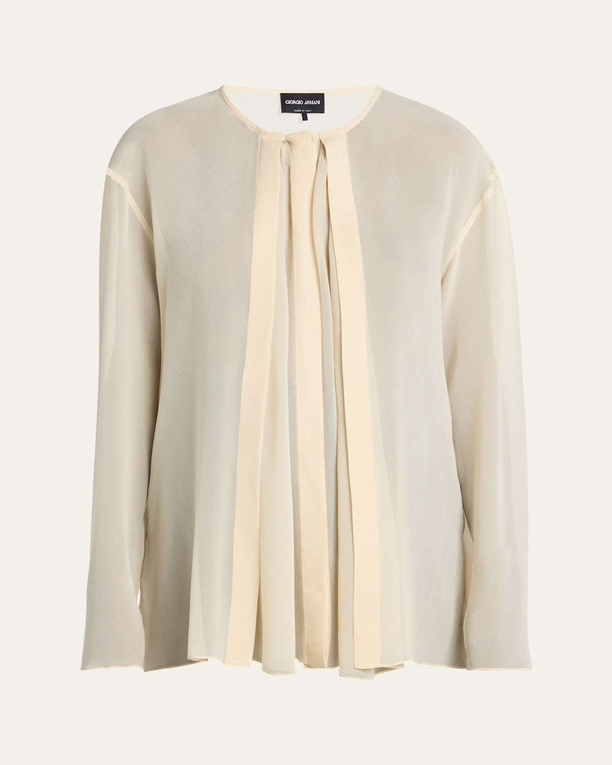Giorgio Armani Pleated Silk Blouse In Solid White