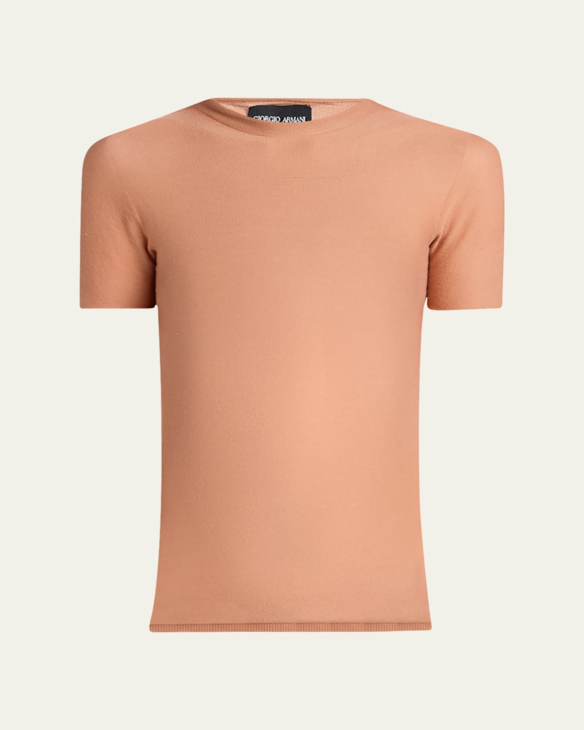 Giorgio Armani Short Sleeve Cotton Sweater In Solid Dark Orange